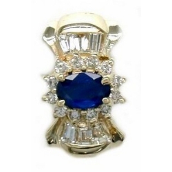 B2173 14K SAPPHIRE RD/TAP.BAG DIAMOND SLIDE 